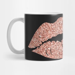 Dark Rose Gold Faux Glitter Lips Mug